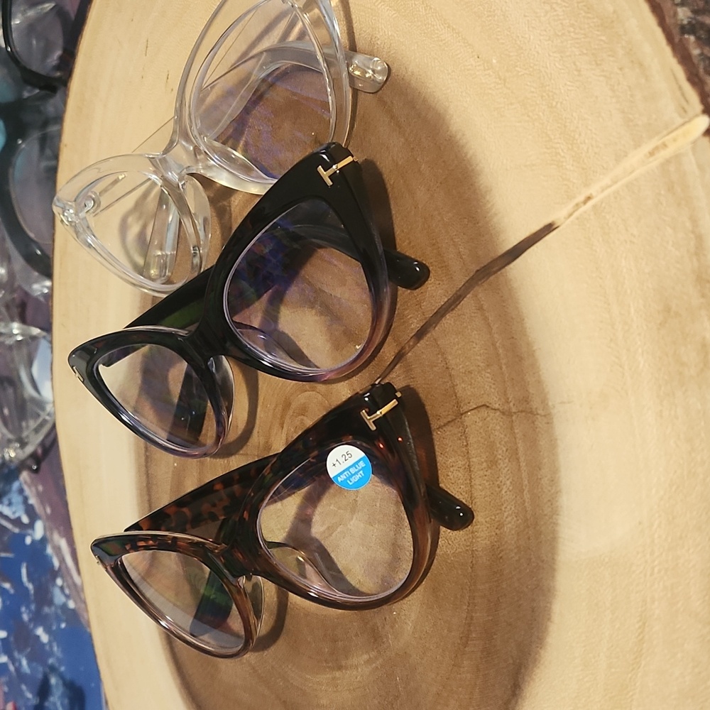 Stylish Cateye  Unisex Eyewear (3 pc Set) - Black, Clear, Tortoise 1.25 New - Picture 5 of 5